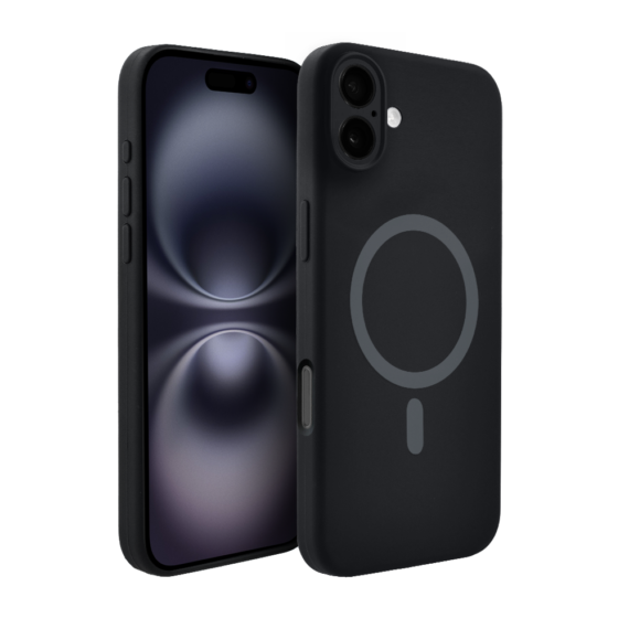 Etui do iPhone 16, silikonowe z MagSafe, mikrofibra soft touch z osłoną na aparat, czarne8