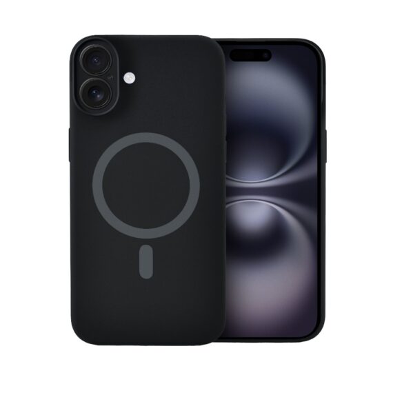 Etui do iPhone 16, silikonowe z MagSafe, mikrofibra soft touch z osłoną na aparat, czarne9