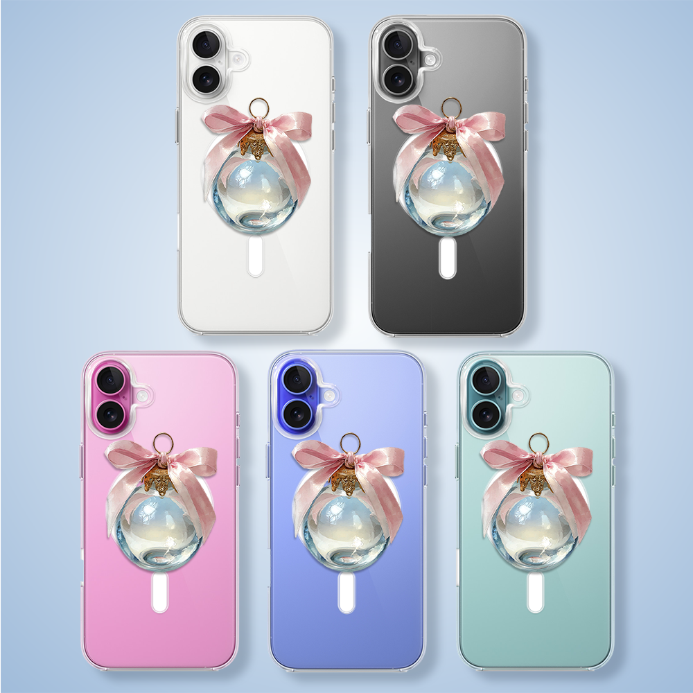 Etui do iPhone 16 z MagSafe, Przytulne święta, Kryształowa bombka, przeźroczyste3