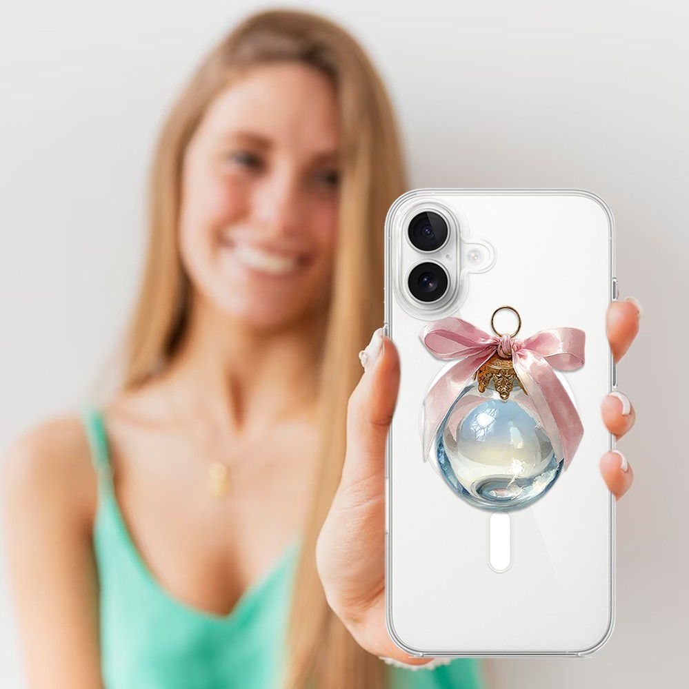 Etui do iPhone 16 z MagSafe, Przytulne święta, Kryształowa bombka, przeźroczyste5