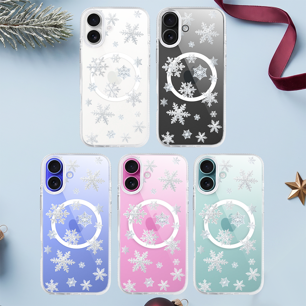 Etui do iPhone 16 z MagSafe, Zimowa Magia, Delikatne płatki śniegu, przeźroczysteip16 3 etui do iphone 16 z magsafe, zimowa magia, delikatne płatki śniegu, przeźroczyste