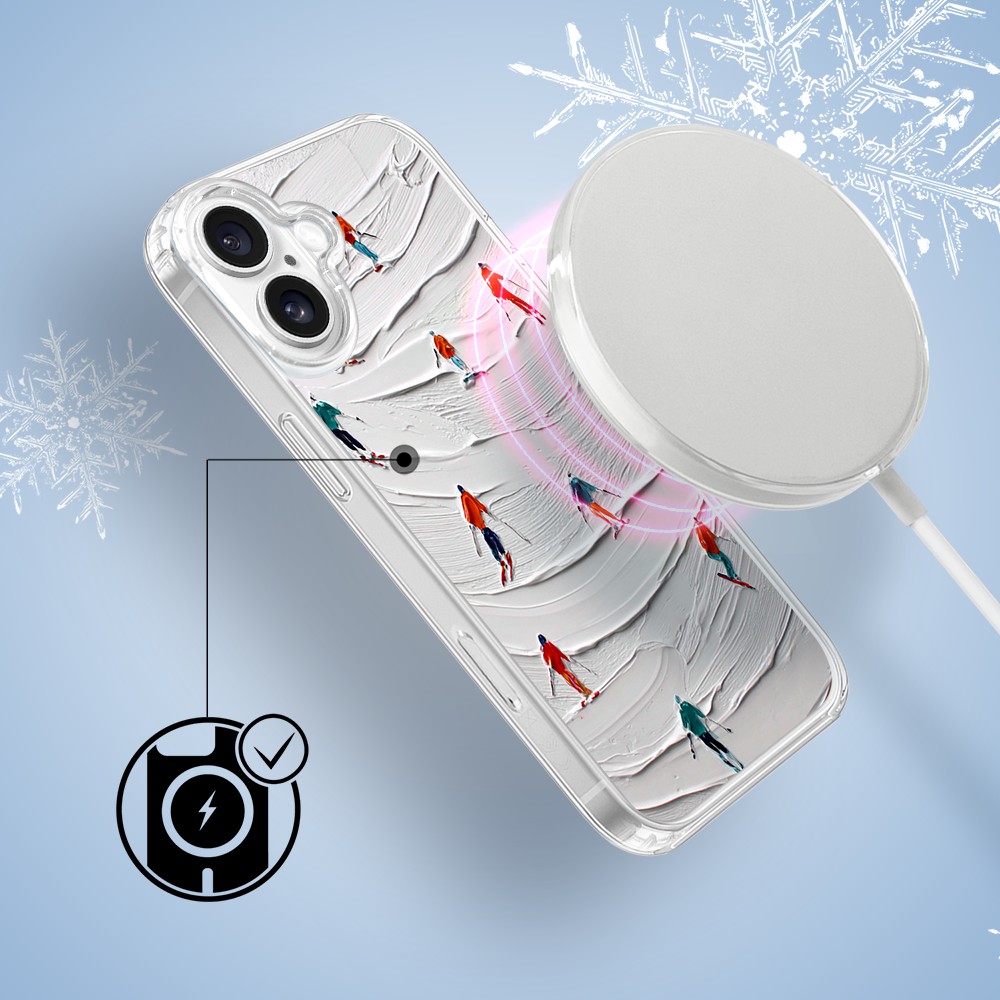 Etui do iPhone 16 z MagSafe, Zimowa Magia, Narciarski obraz4