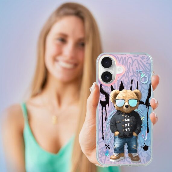 Etui do iPhone 17 MagSafe Bear With Me, Graffiti Boy, artystyczny miś, zmieniające kolor - nowe (1)