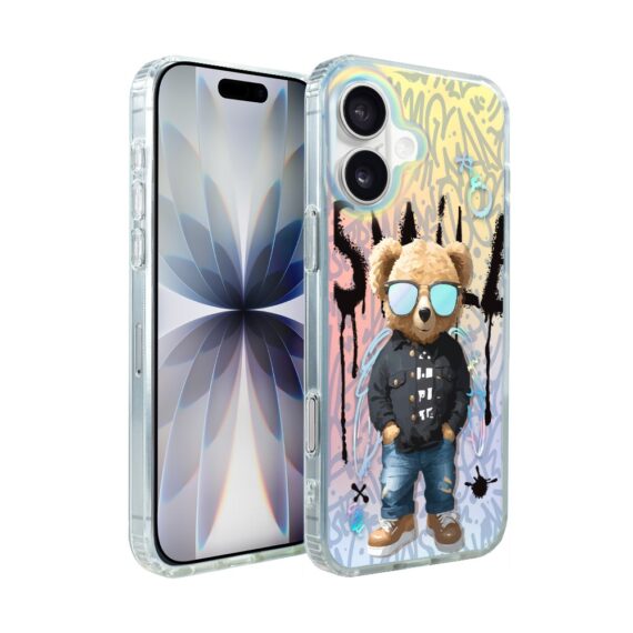 Etui do iPhone 17 MagSafe Bear With Me, Graffiti Boy, artystyczny miś, zmieniające kolor - nowe (4)