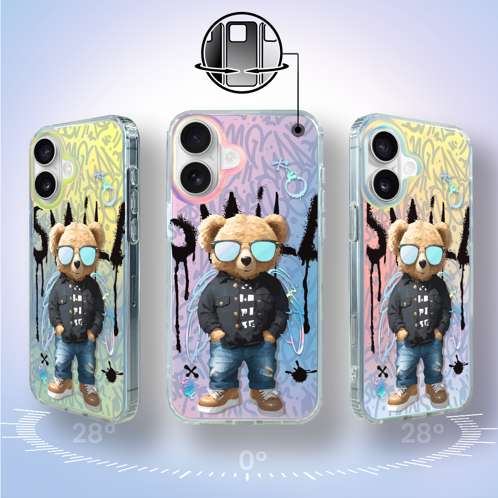 Etui do iPhone 17 MagSafe Bear With Me, Graffiti Boy, artystyczny miś, zmieniające kolor - nowe (6)