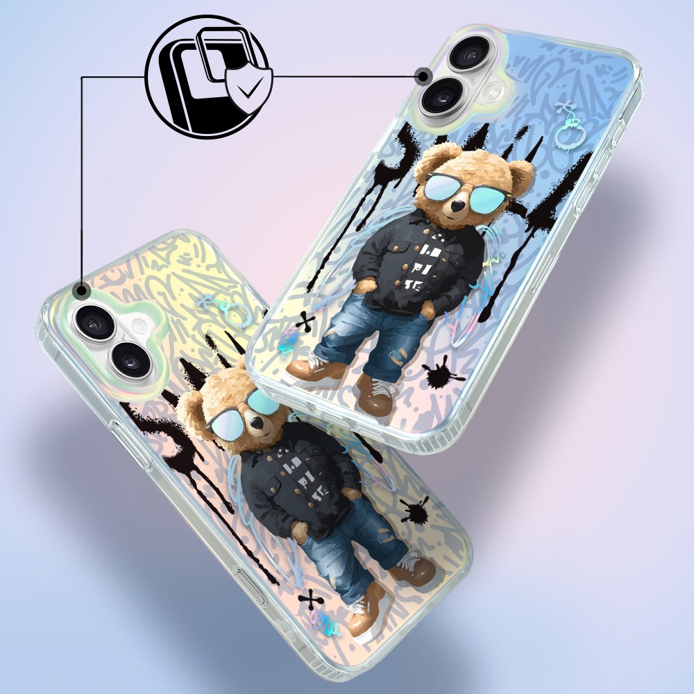 Etui do iPhone 17 MagSafe Bear With Me, Graffiti Boy, artystyczny miś, zmieniające kolor - nowe (7)