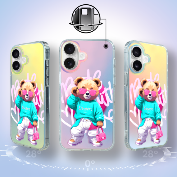Etui do iPhone 17 MagSafe Bear With Me, Pink Queen, stylowy miś, zmieniające kolor (1)