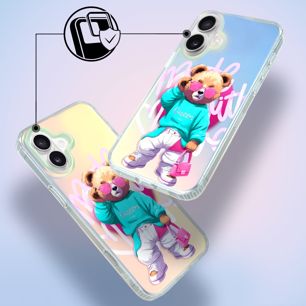 Etui do iPhone 17 MagSafe Bear With Me, Pink Queen, stylowy miś, zmieniające kolor (2)