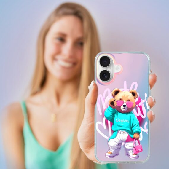 Etui do iPhone 17 MagSafe Bear With Me, Pink Queen, stylowy miś, zmieniające kolor (4)