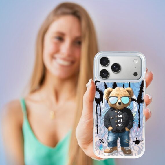 Etui do iPhone 17 Pro Max MagSafe Bear With Me, Graffiti Boy, artystyczny miś, zmieniające kolor - nowsze (3)