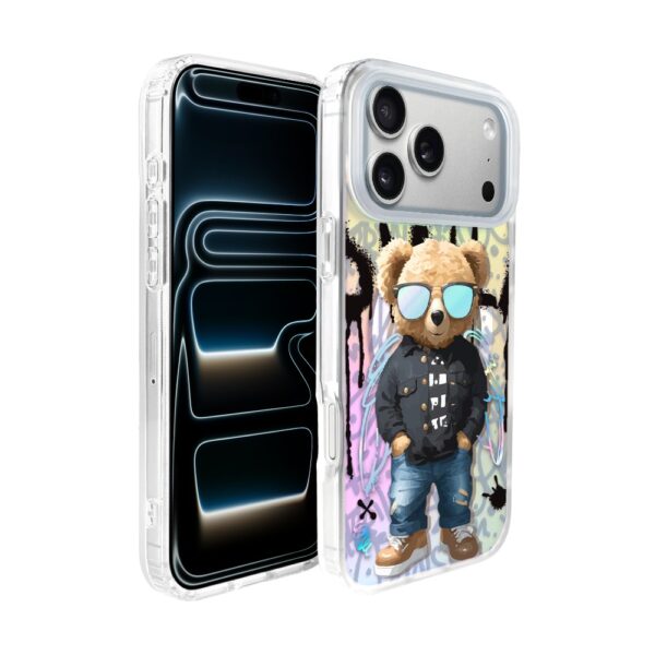 Etui do iPhone 17 Pro Max MagSafe Bear With Me, Graffiti Boy, artystyczny miś, zmieniające kolor
