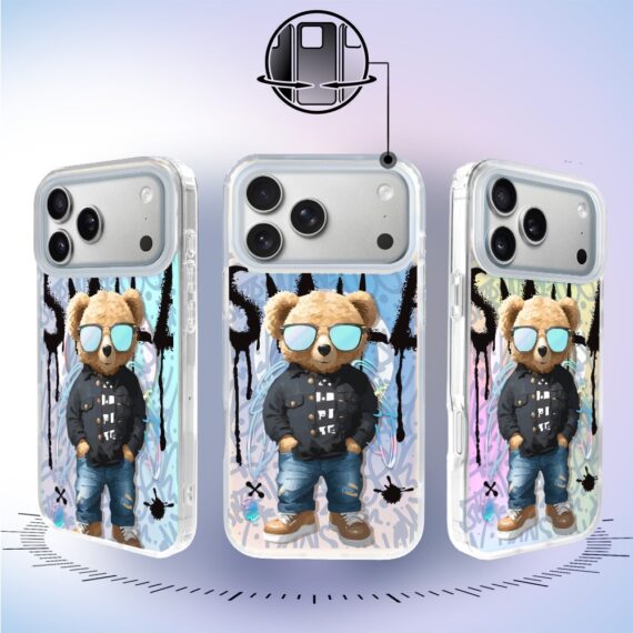 Etui do iPhone 17 Pro Max MagSafe Bear With Me, Graffiti Boy, artystyczny miś, zmieniające kolor - nowsze (7)