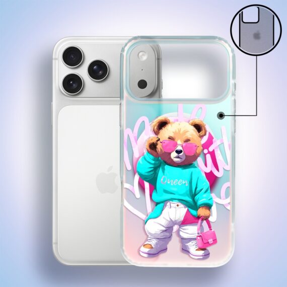 Etui do iPhone 17 Pro Max MagSafe Bear With Me, Pink Queen, stylowy miś, zmieniające kolor (6)