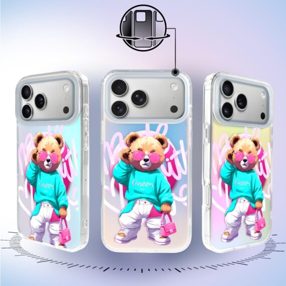 Etui do iPhone 17 Pro Max MagSafe Bear With Me, Pink Queen, stylowy miś, zmieniające kolor (7)