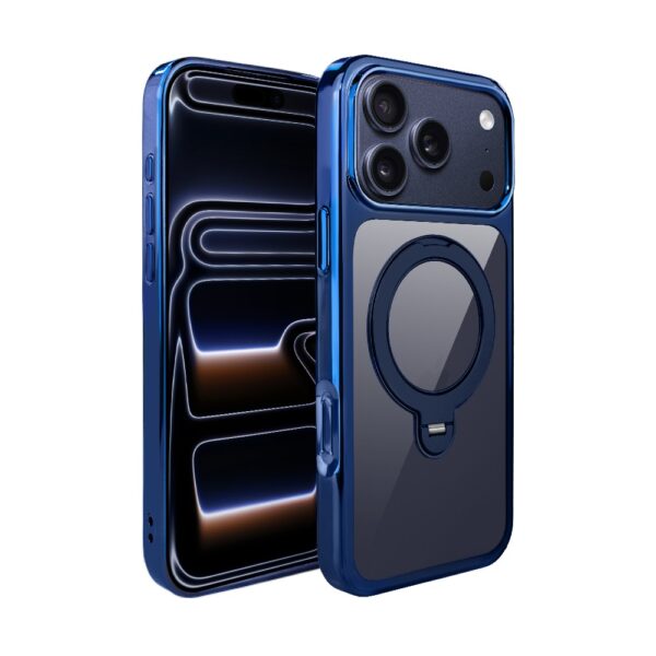 Etui do iPhone 17 Pro Max Slim MagSafe Stand, twarde z podstawką, granatowe