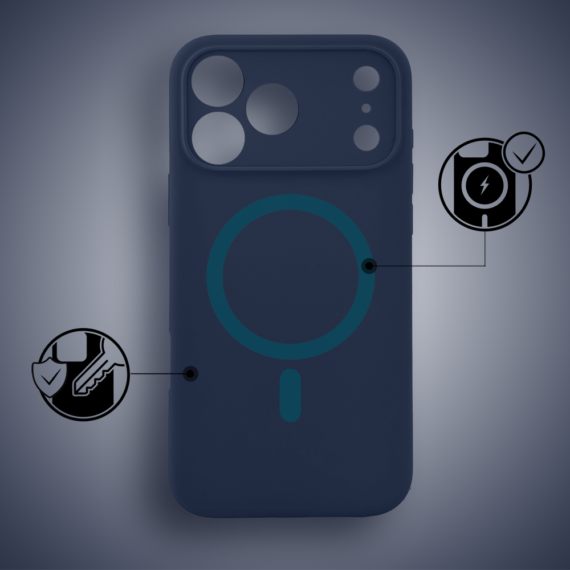 Etui do iPhone 17 Pro Max, silikonowe z MagSafe, mikrofibra soft touch z osłoną na apara (8)