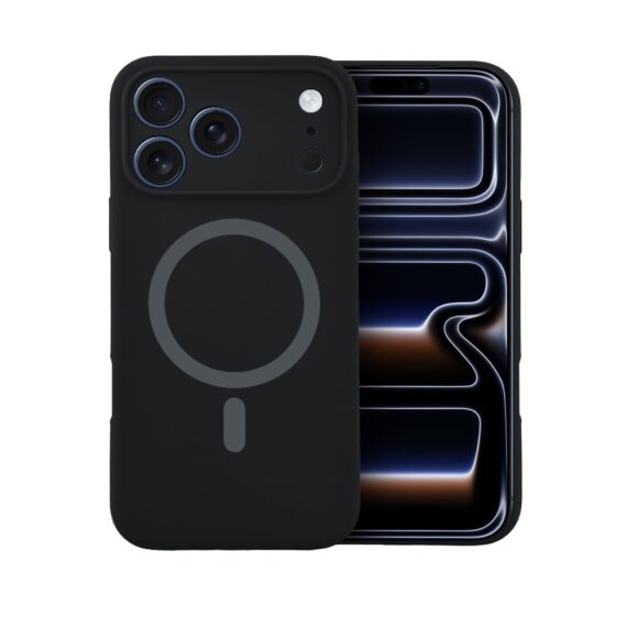 Etui do iPhone 17 Pro, silikonowe z MagSafe, mikrofibra soft touch z osłoną na aparat, czarne (5)