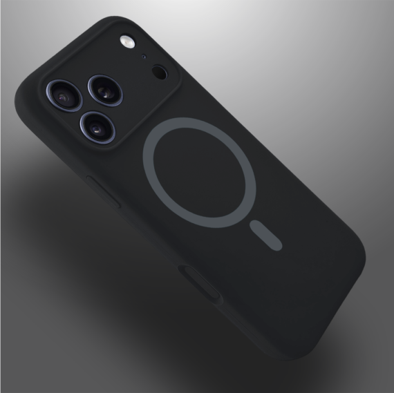Etui do iPhone 17 Pro, silikonowe z MagSafe, mikrofibra soft touch z osłoną na aparat, czarne (9)
