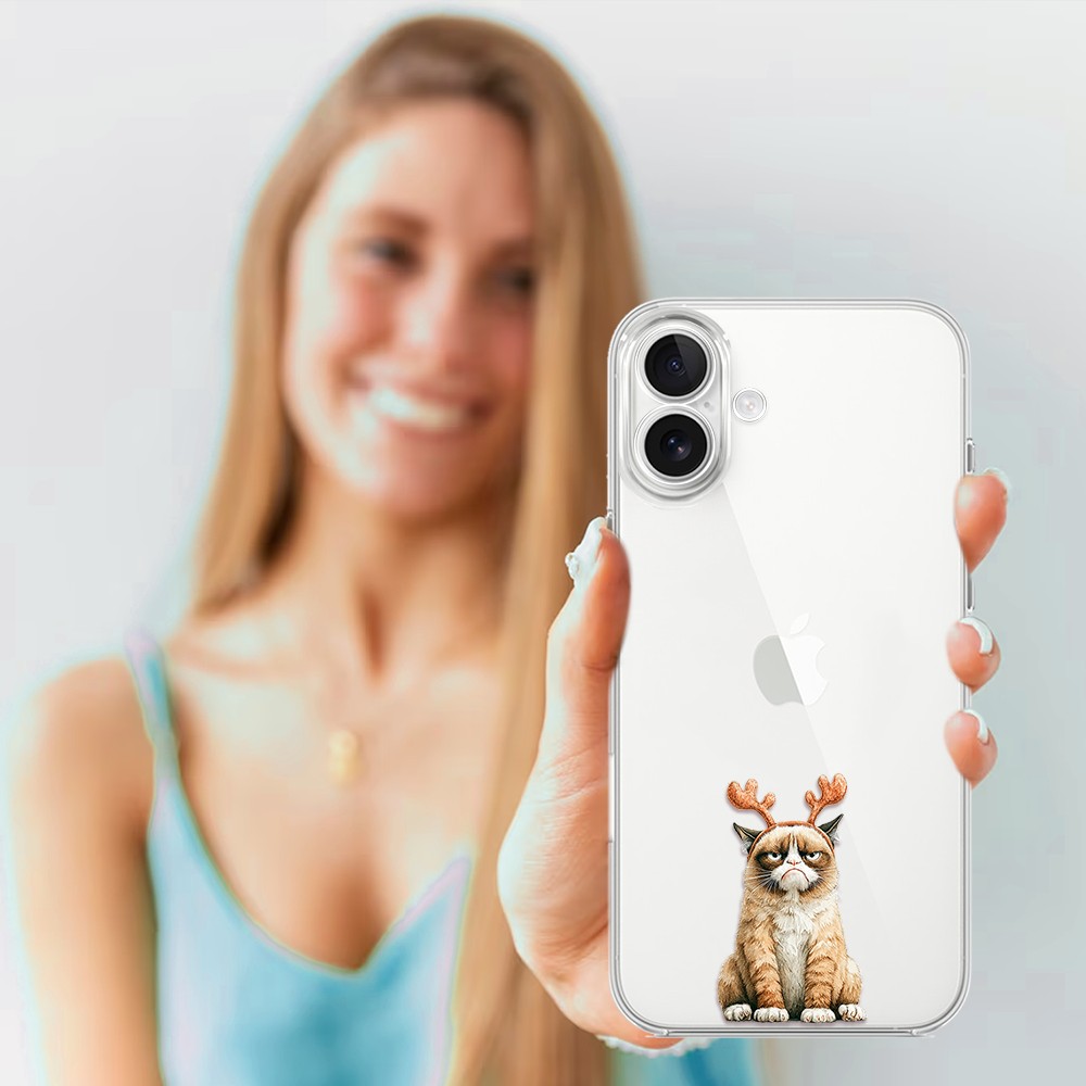 Etui do iPhone 17, Przytulne święta, Kot który nie chciał być reniferem, przeźroczyste (2)