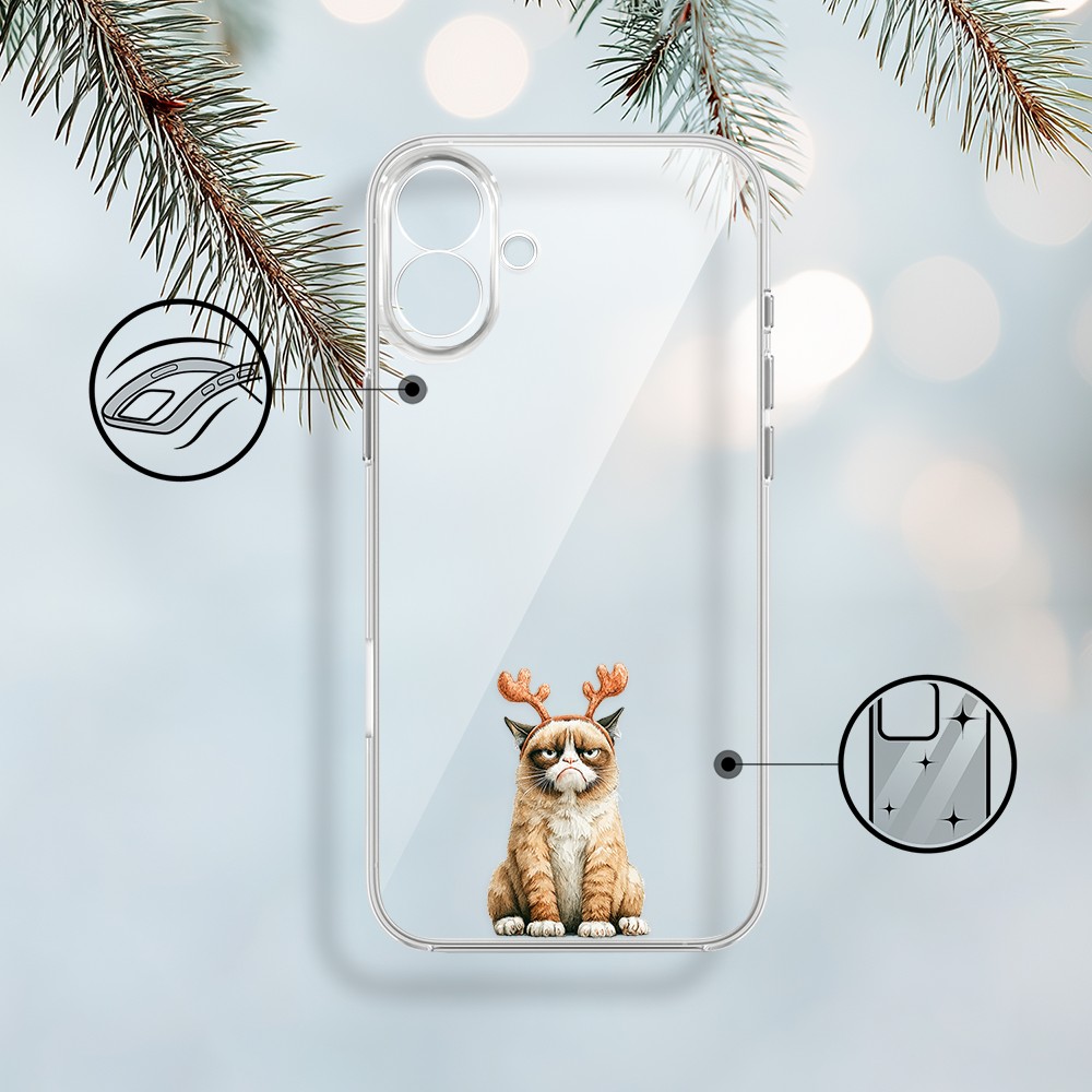 Etui do iPhone 17, Przytulne święta, Kot który nie chciał być reniferem, przeźroczyste (5)
