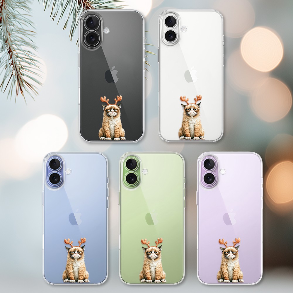 Etui do iPhone 17, Przytulne święta, Kot który nie chciał być reniferem, przeźroczyste (6)
