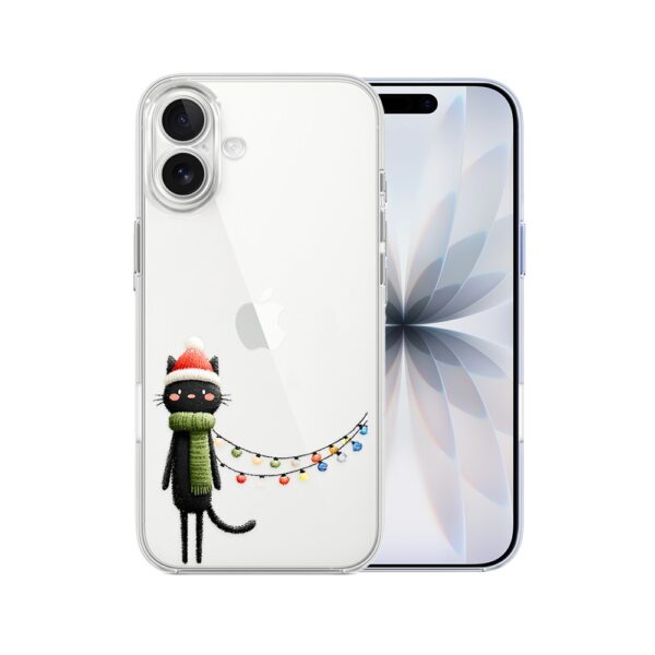 Etui do iPhone 17, Przytulne święta, Kot przebrany za elfa, przeźroczyste