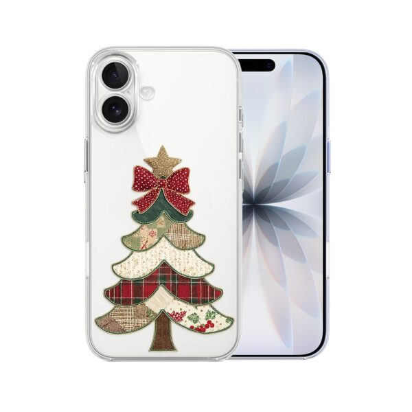 Etui do iPhone 17, Przytulne święta, Kraciasta choinka, przeźroczyste