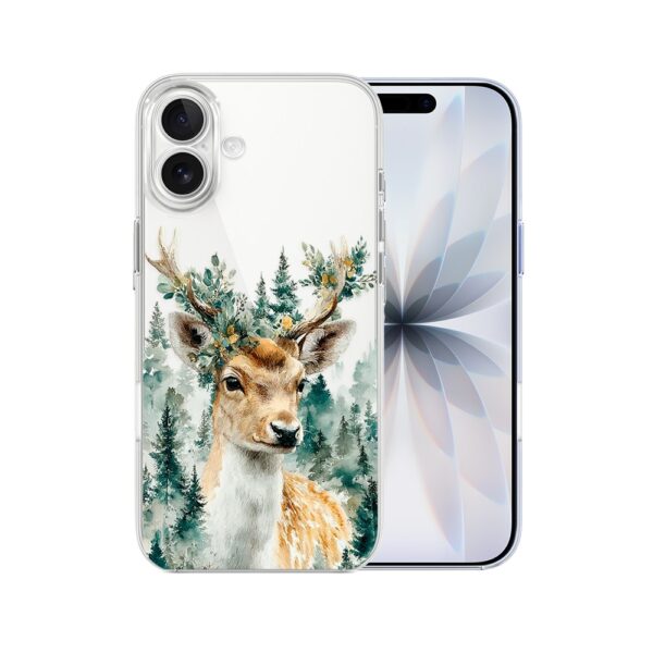 Etui do iPhone 17, Przytulne święta, Leśny Jelonek, przeźroczyste
