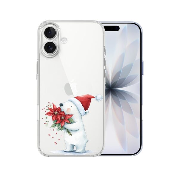 Etui do iPhone 17, Przytulne święta, Miś świąteczny, przeźroczyste