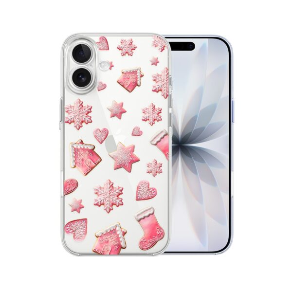 Etui do iPhone 17, Przytulne święta, Różowe pierniczki, przeźroczyste