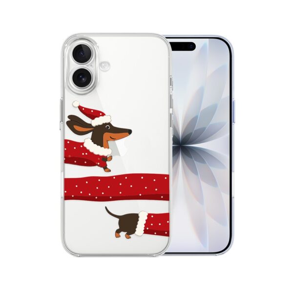 Etui do iPhone 17, Przytulne święta, Świąteczny jamnik, przeźroczyste