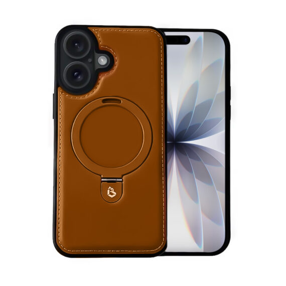 Etui do iPhone 17 Slim Leather MagSafe Stand z podstawką, brązowe (4)