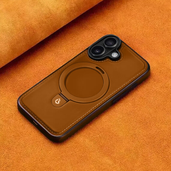 Etui do iPhone 17 Slim Leather MagSafe Stand z podstawką, brązowe (5)