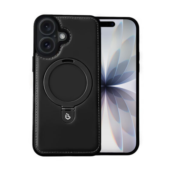 Etui do iPhone 17 Slim Leather MagSafe Stand z podstawką, czarne (3)