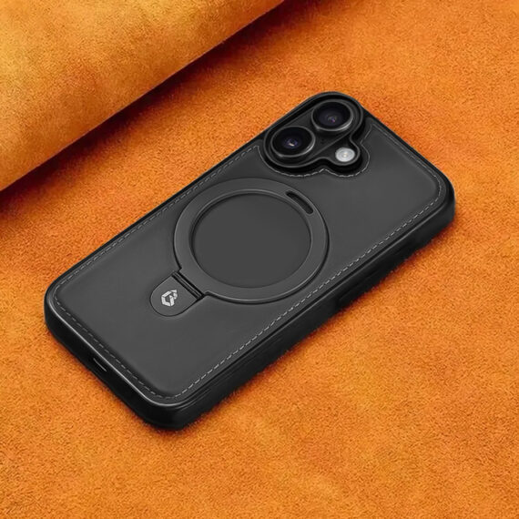 Etui do iPhone 17 Slim Leather MagSafe Stand z podstawką, czarne (4)