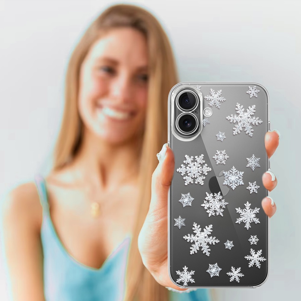 Etui do iPhone 17, Zimowa Magia, Delikatne płatki śniegu, przeźroczyste (1)