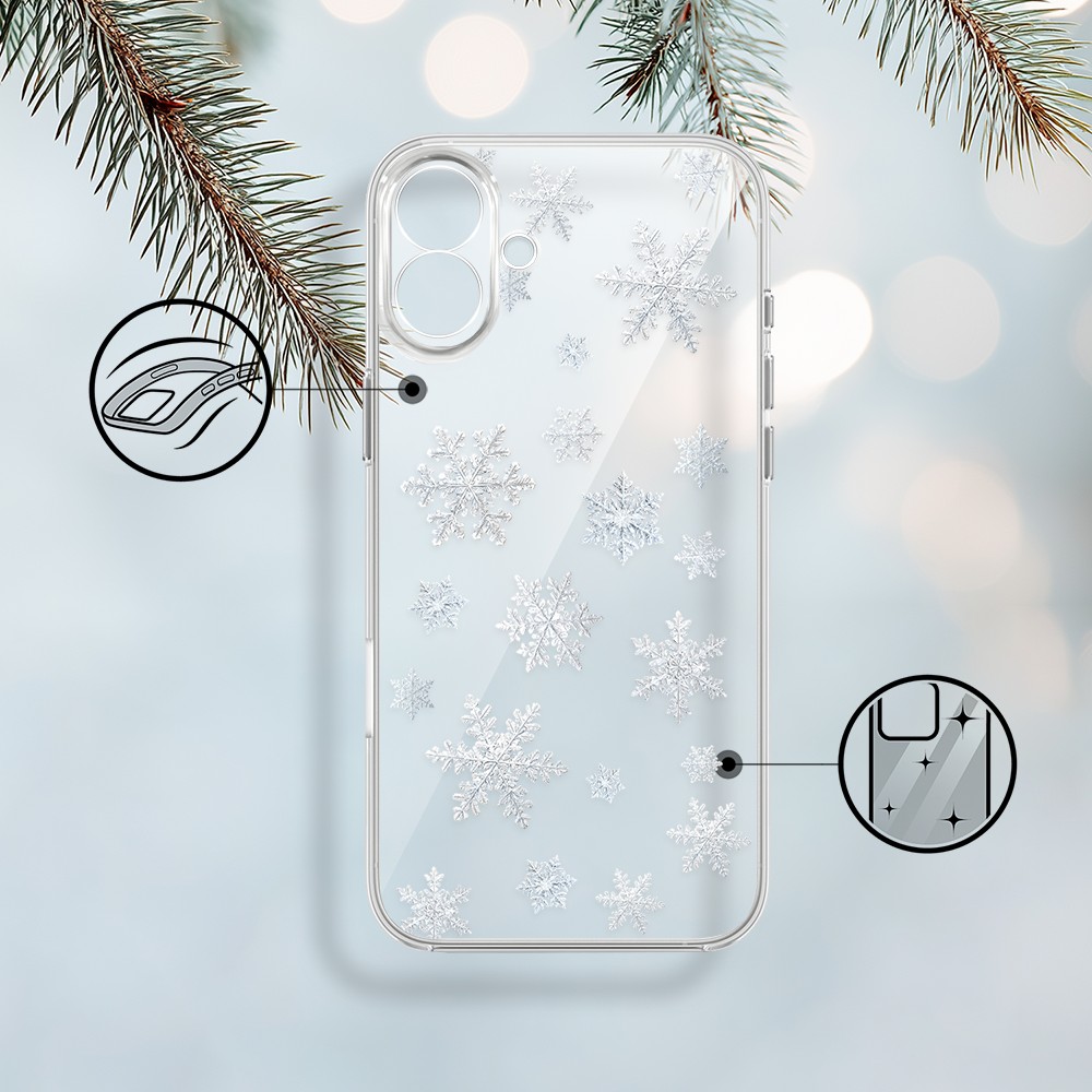 Etui do iPhone 17, Zimowa Magia, Delikatne płatki śniegu, przeźroczyste (4)