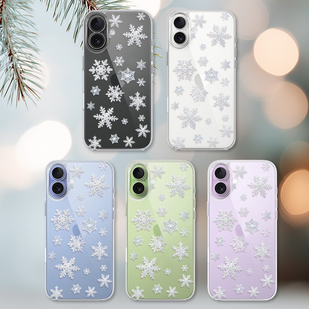 Etui do iPhone 17, Zimowa Magia, Delikatne płatki śniegu, przeźroczyste (5)