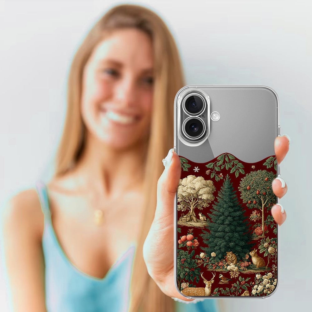 Etui do iPhone 17, Zimowa Magia, Świąteczny las, przeźroczyste (3)