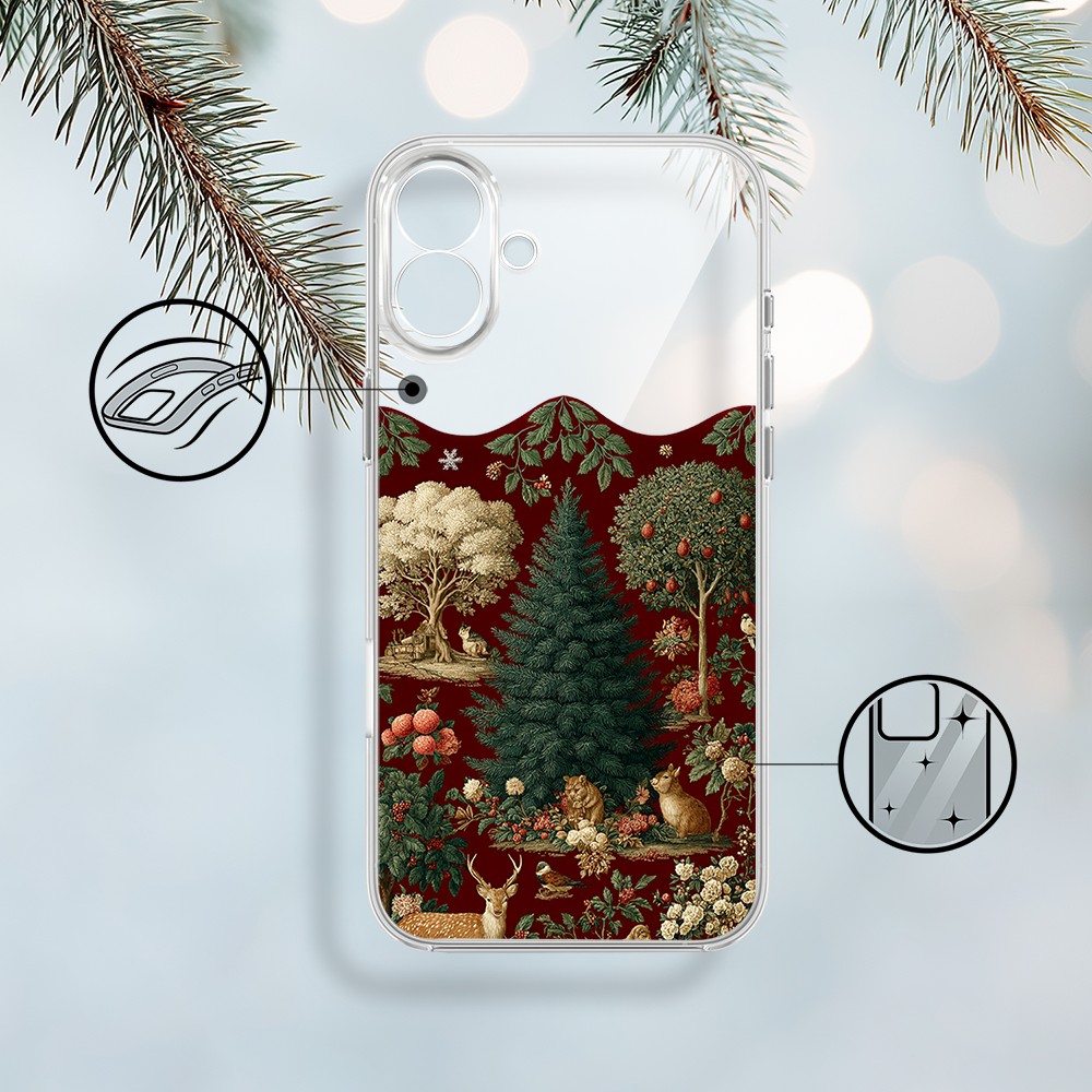 Etui do iPhone 17, Zimowa Magia, Świąteczny las, przeźroczyste (6)