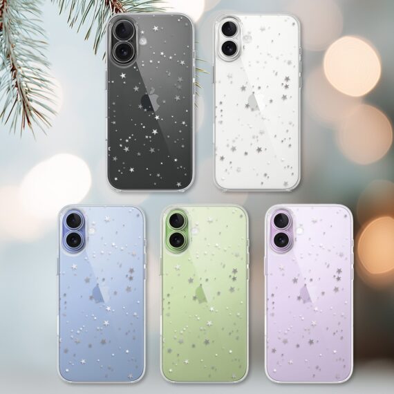 Etui do iPhone 17, Zimowa Magia, Szampańskie gwiazdki, przeźroczyste (6)