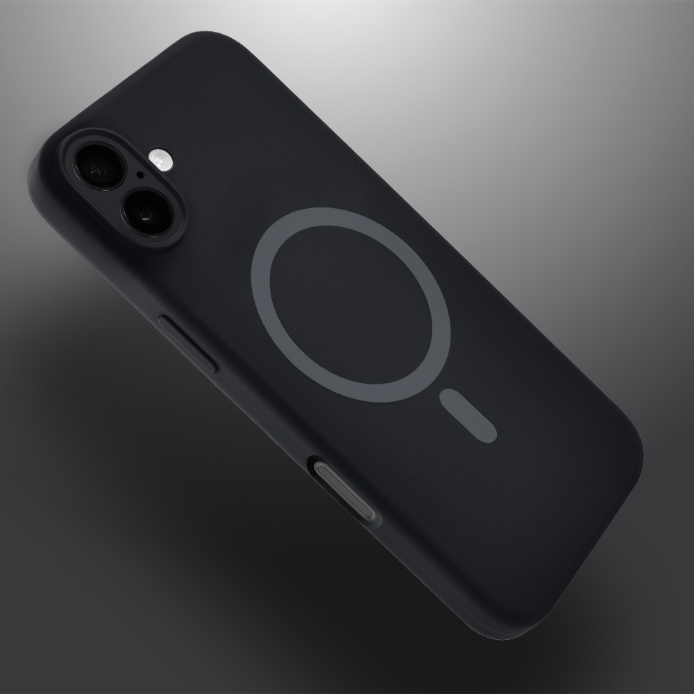 Etui do iPhone 17, silikonowe z MagSafe, mikrofibra soft touch z osłoną na aparat, czarne (2)