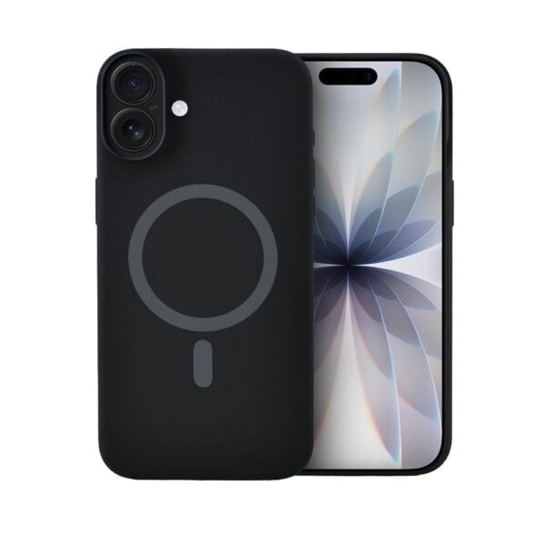 Etui do iPhone 17, silikonowe z MagSafe, mikrofibra soft touch z osłoną na aparat, czarne