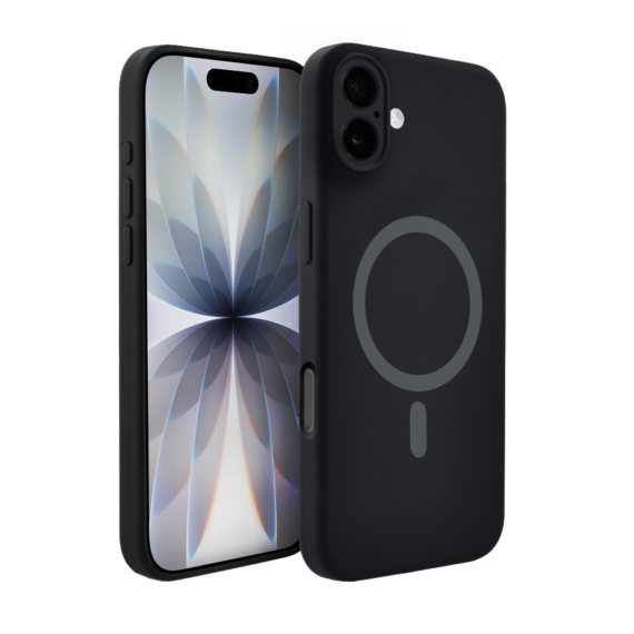 Etui do iPhone 17, silikonowe z MagSafe, mikrofibra soft touch z osłoną na aparat, czarne (8)