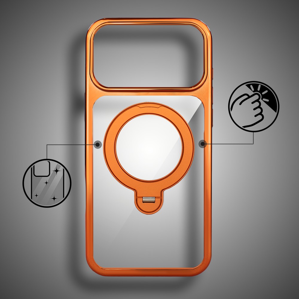 Obszar kompozycji 2Etui do iPhone 17 Pro Max Slim Magsafe Stand, twarde z podstawką, pomarańczowe