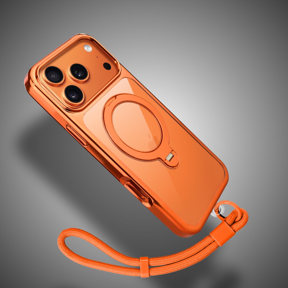 Obszar kompozycji 4Etui do iPhone 17 Pro Max Slim Magsafe Stand, twarde z podstawką, pomarańczowe