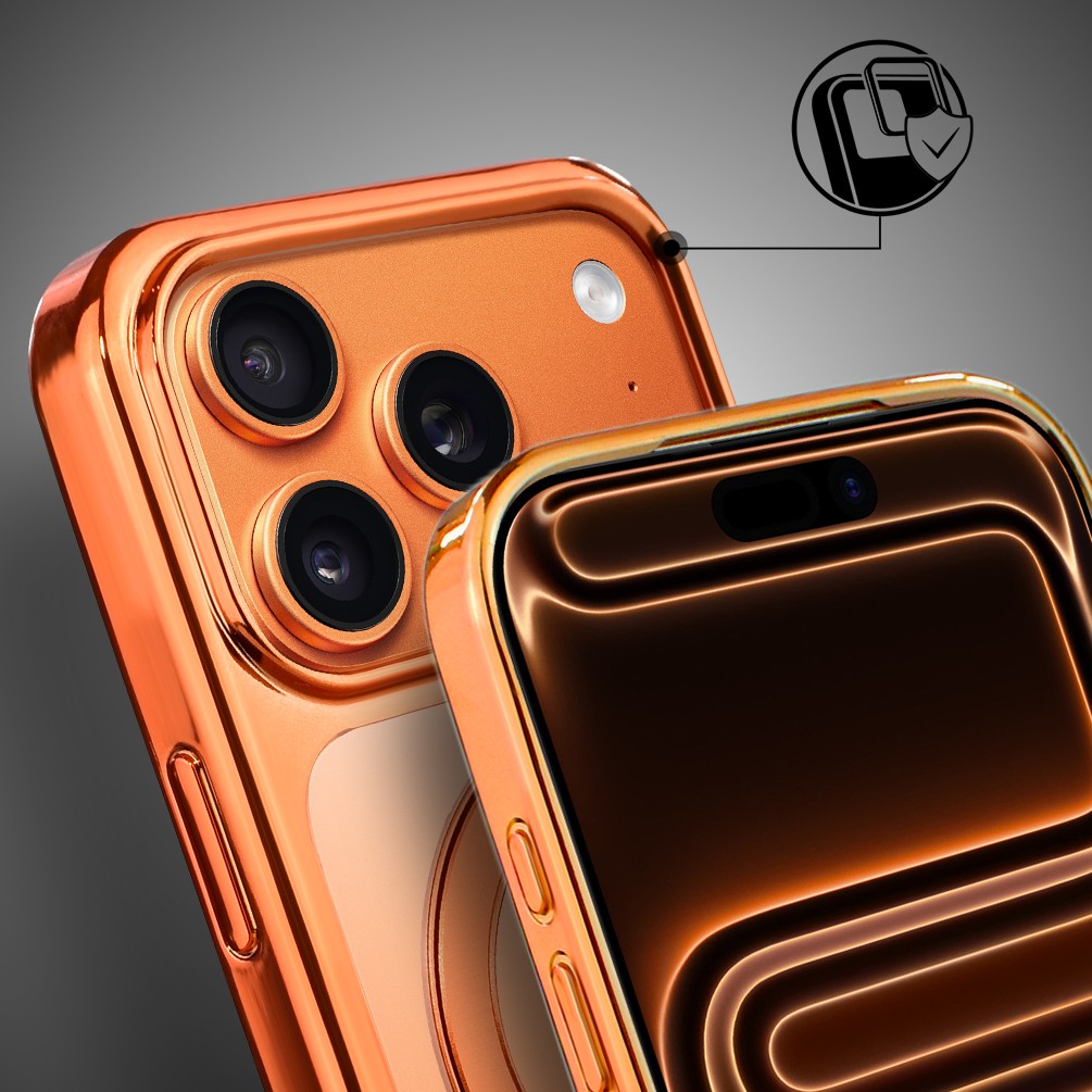 Obszar kompozycji 5Etui do iPhone 17 Pro Max Slim Magsafe Stand, twarde z podstawką, pomarańczowe