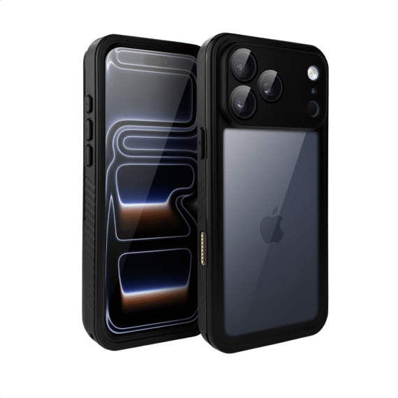 Obudowa wodoodporna do iPhone 17 Pro, pancerna 360°, czarna (5)