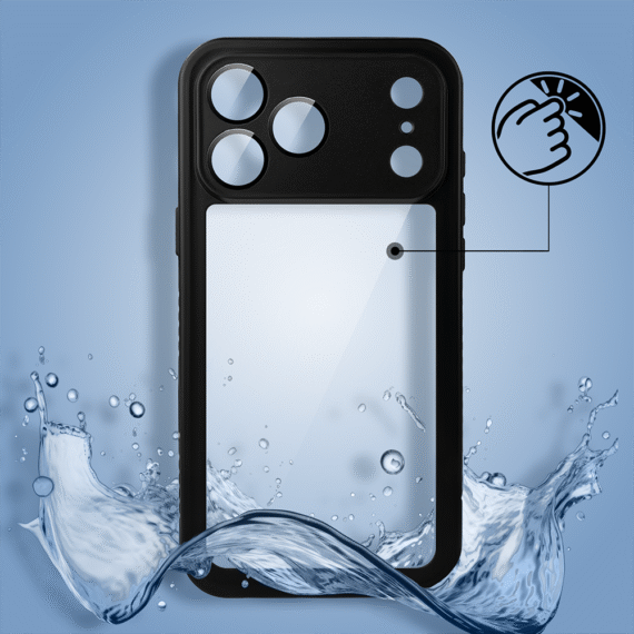 Obudowa wodoodporna do iPhone 17 Pro, pancerna 360°, czarna (7)