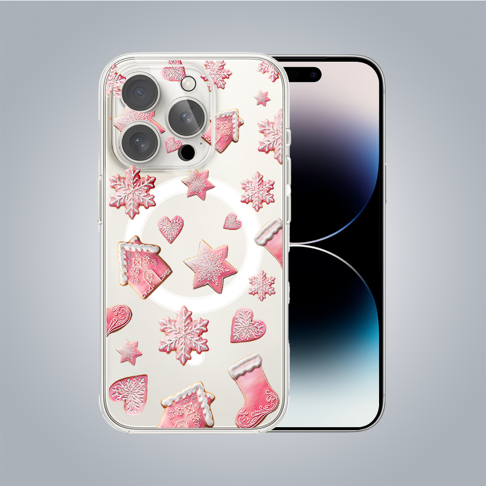 PRO 14Zestaw do iPhone 14 Pro: etui, szkło na aparat, power bank, różowe pierniczki